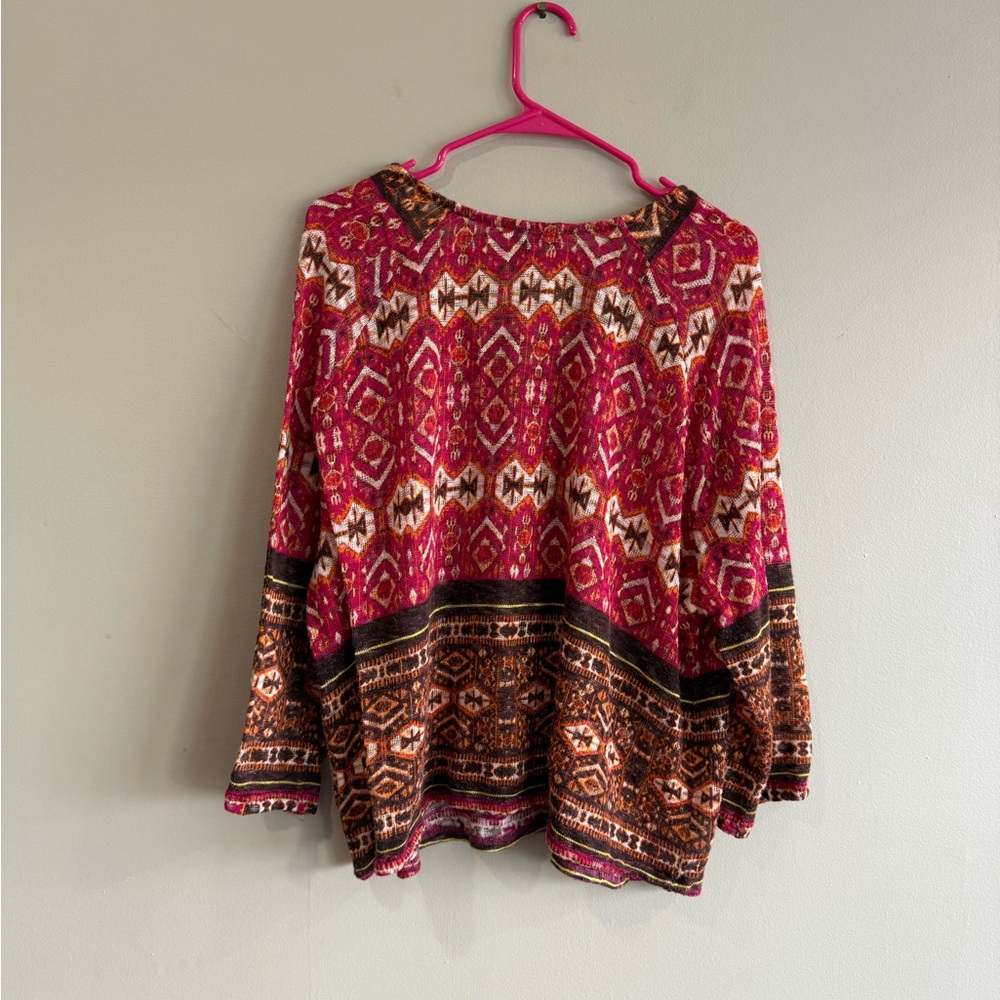 New Directions Pink and Brown Graphic Sweater - Picture 2 of 7
